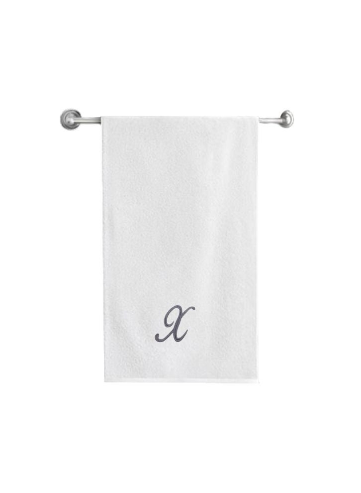 BYFT Embroidered For You (White) Luxury Monogrammed Bath Towel (70 x 140 Cm -Set of 1) 100% Cotton, Highly Absorbent and Quick dry Bath Linen -600 Gsm (Silver Letter X) - Image 2
