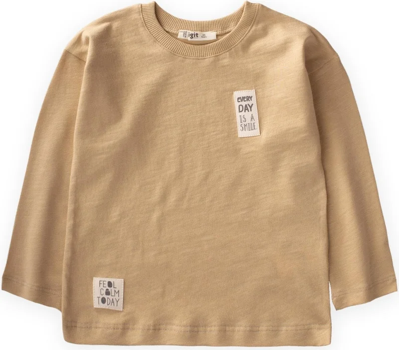 Cigit Label Detailed Seasonal T-Shirt 2-10 Years Old Melon