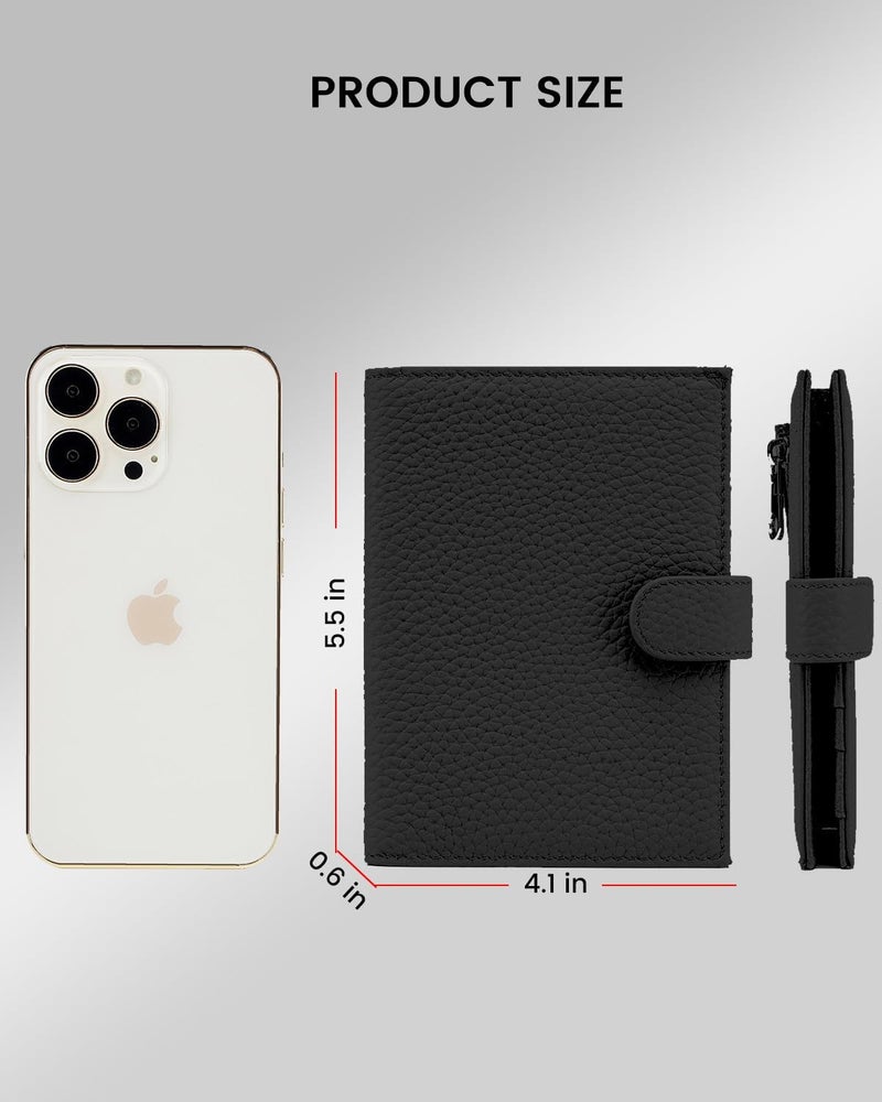 Karmiir RFID Slim Passport Holder for Man & Women, Compact Leather Passport Wallet with Card Holders SIM Slots, Zippered Coins Pocket and Cash Holder Travel Passport Cover Case, Black - Image 5