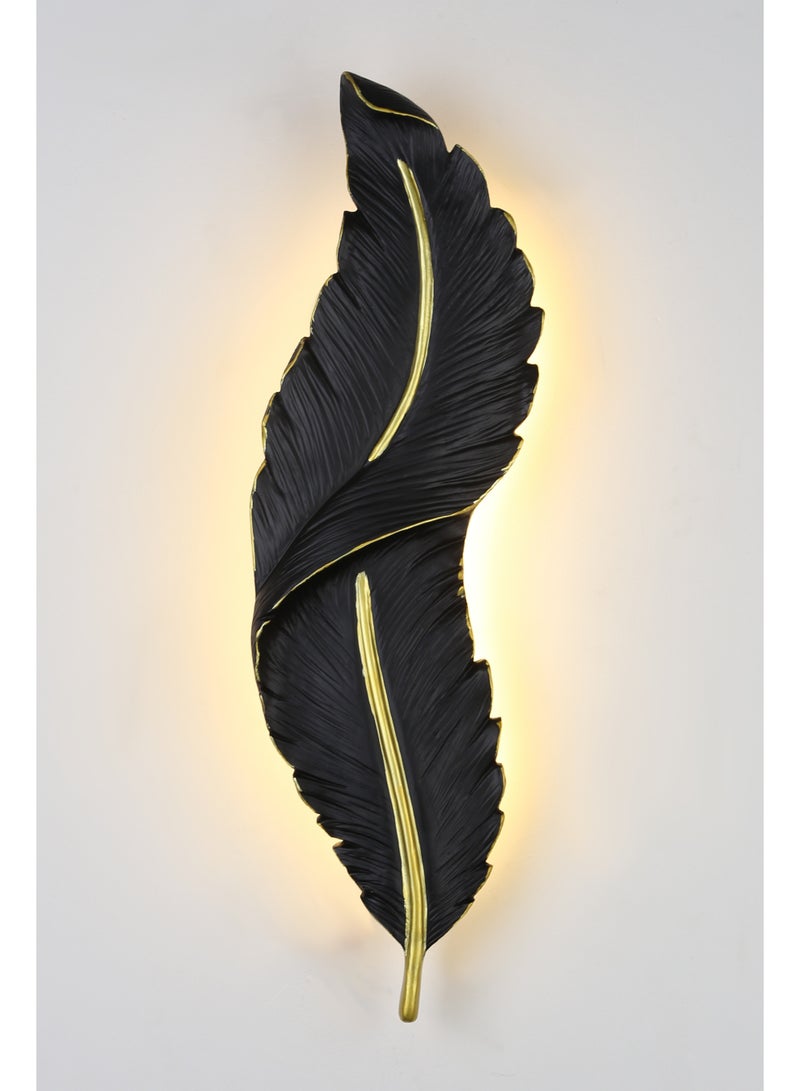 هامر ابليك جداري ريش جداري طراز حديث لون الشكل اسود مقاس صغير لون الانارة اصفر تصميم عصري - Image 1