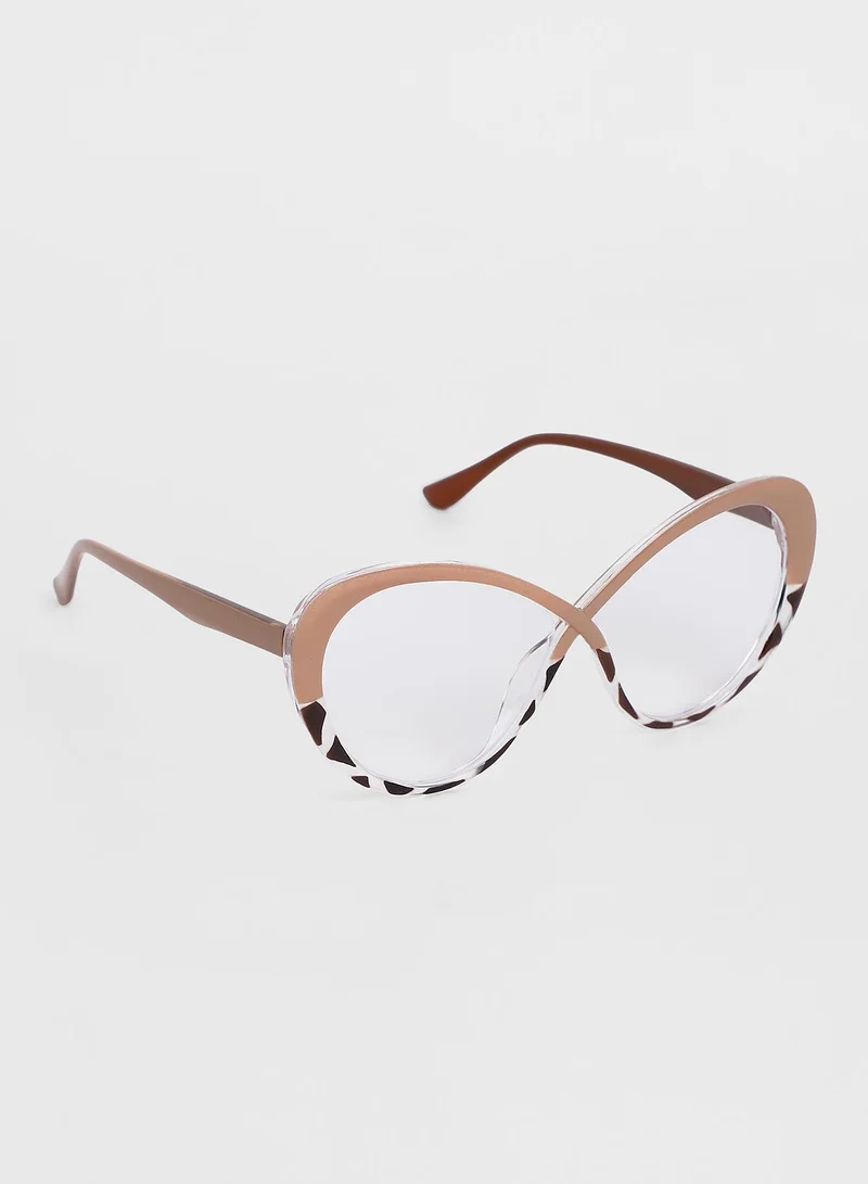 Haute Sauce  Haute Sauce Women's The Ombre Twist Cateye Sunglasses For Casual Wear | One-Size | Buff Beige Polycarbonate Frame | Transparent Polarized Lens | Full Rim | Eyewear For Woman & Girls for Women | Best Price UAE