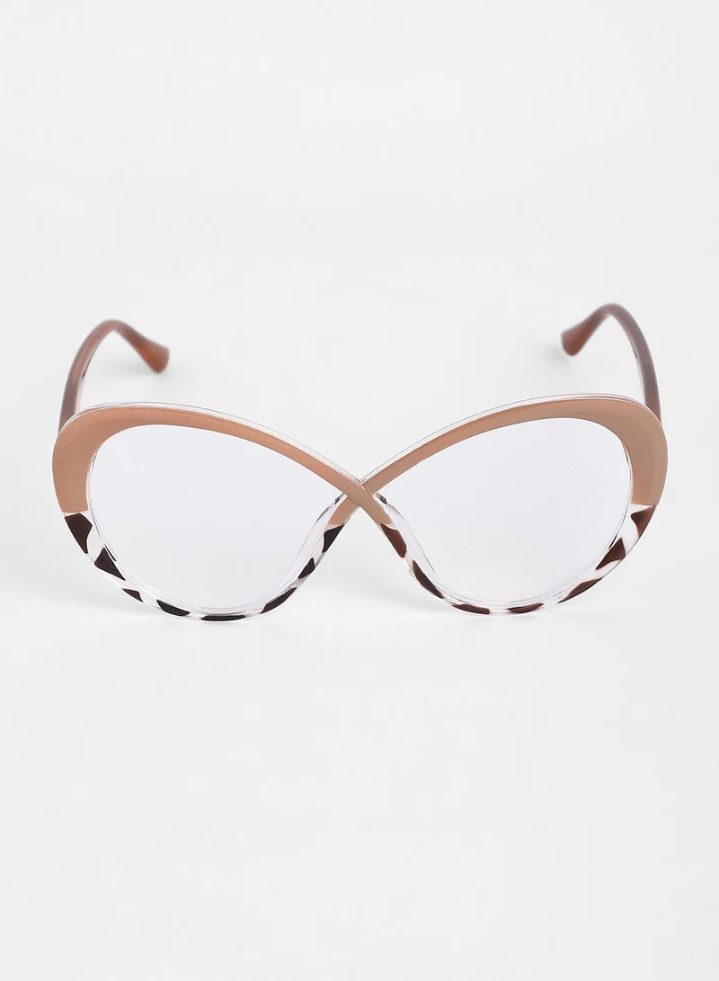 Haute Sauce  Haute Sauce Women's The Ombre Twist Cateye Sunglasses For Casual Wear | One-Size | Buff Beige Polycarbonate Frame | Transparent Polarized Lens | Full Rim | Eyewear For Woman & Girls for Women | Best Price UAE