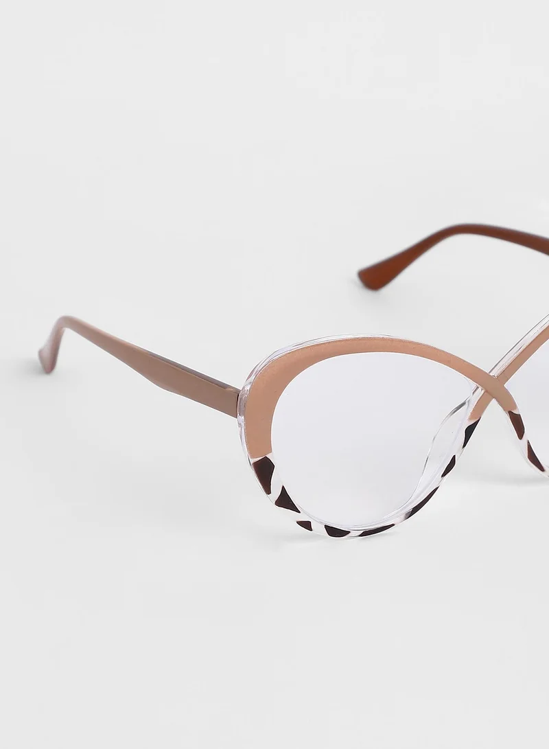 Haute Sauce  Haute Sauce Women's The Ombre Twist Cateye Sunglasses For Casual Wear | One-Size | Buff Beige Polycarbonate Frame | Transparent Polarized Lens | Full Rim | Eyewear For Woman & Girls for Women | Best Price UAE