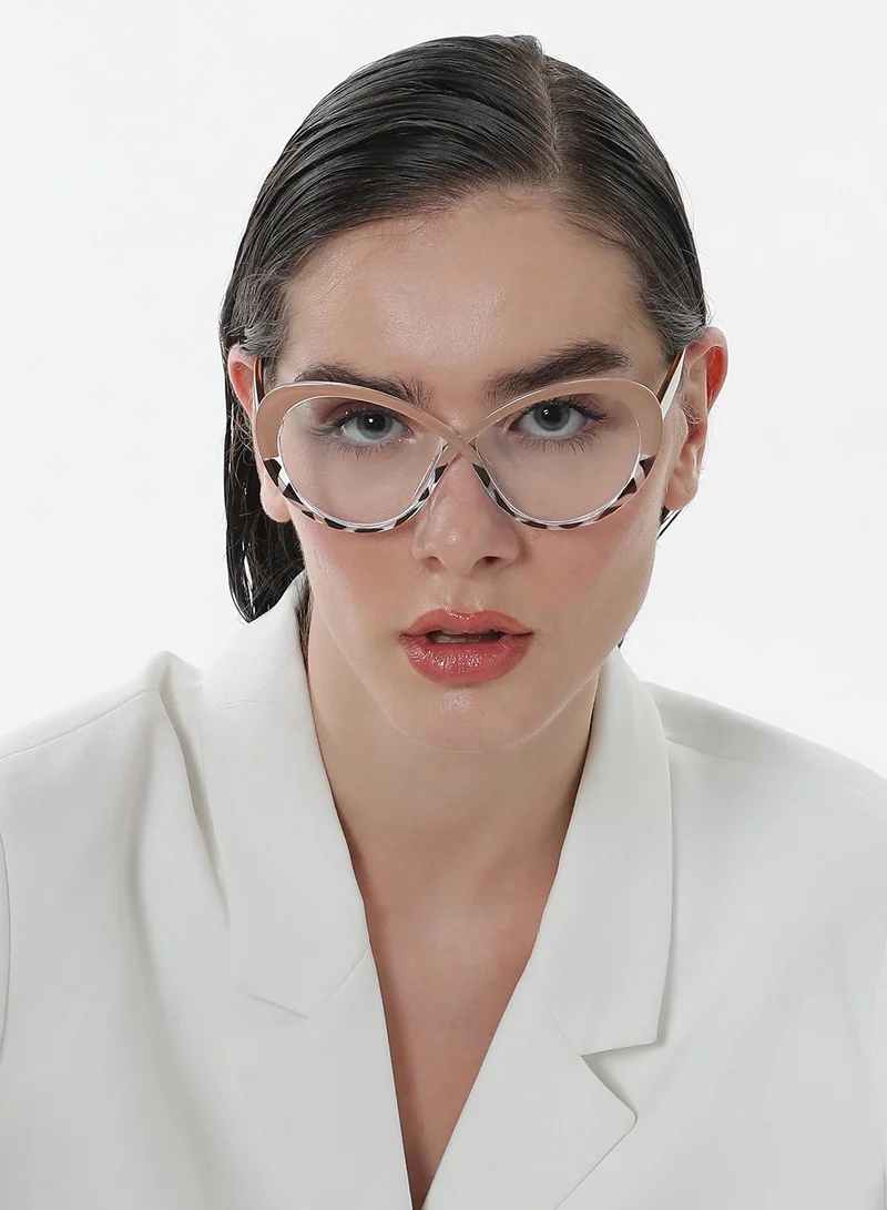 Haute Sauce  Haute Sauce Women's The Ombre Twist Cateye Sunglasses For Casual Wear | One-Size | Buff Beige Polycarbonate Frame | Transparent Polarized Lens | Full Rim | Eyewear For Woman & Girls for Women | Best Price UAE