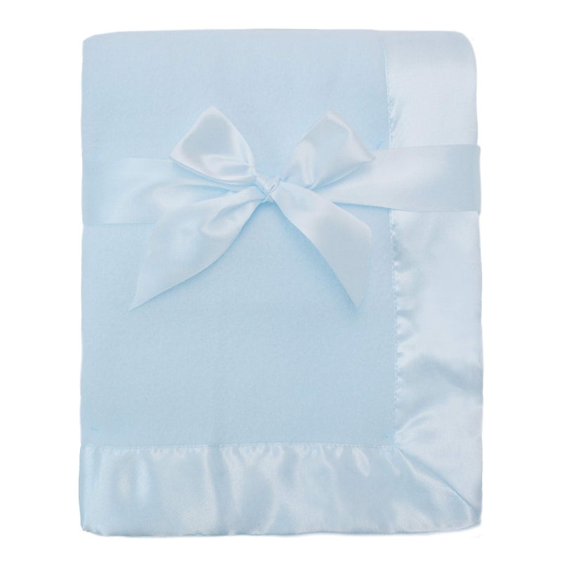 TL Care Fleece Blanket (30" x 40") with Silk-Like Satin Trim, Soft, Warm & Cozy, Blue, for Boys and Girls, Perfect for Baby Carrier, Stroller, Travel and Gifting - Image 1