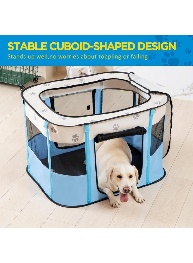 Avont Avont Portable Dog Cat Playpen, Foldable Pop Up Pet Play Pen Travel Crate with Floor and Mesh Door Top for Indoor Outdoor Collapsible Tent Cage -S, Blue - Image 2