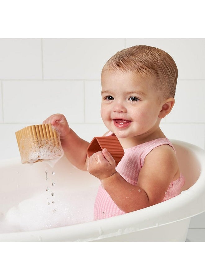 Itzy Ritzy Itzy Ritzy Bathtime Nesting Cups - Set of 5 Stackable Sensory Cups with Textured Design & Drain Holes for Pouring, Stacking & Motor Skill Development - BPA-Free Baby & Toddler Bath Toy (Sage Rainbow)  - Image 2