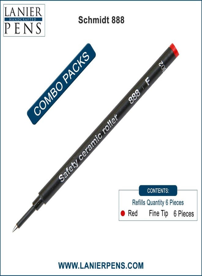 Lanier Pens Pack of 6 - Schmidt 888 F Safety Ceramic Rollerball Refill Red Ink Fine Tip - Image 3