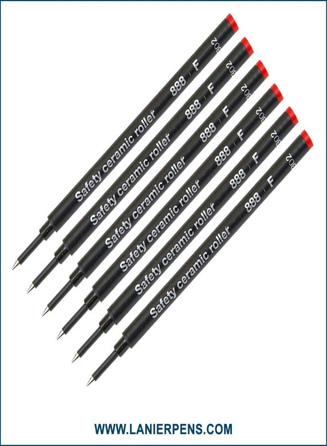 Lanier Pens Pack of 6 - Schmidt 888 F Safety Ceramic Rollerball Refill Red Ink Fine Tip - Image 2