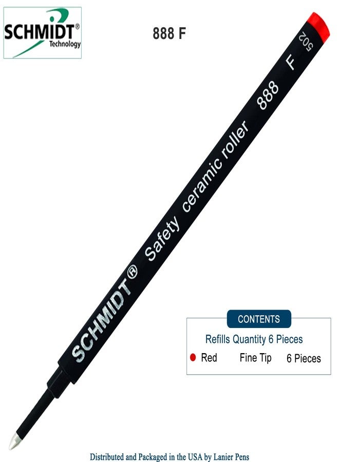 Lanier Pens Pack of 6 - Schmidt 888 F Safety Ceramic Rollerball Refill Red Ink Fine Tip - Image 4
