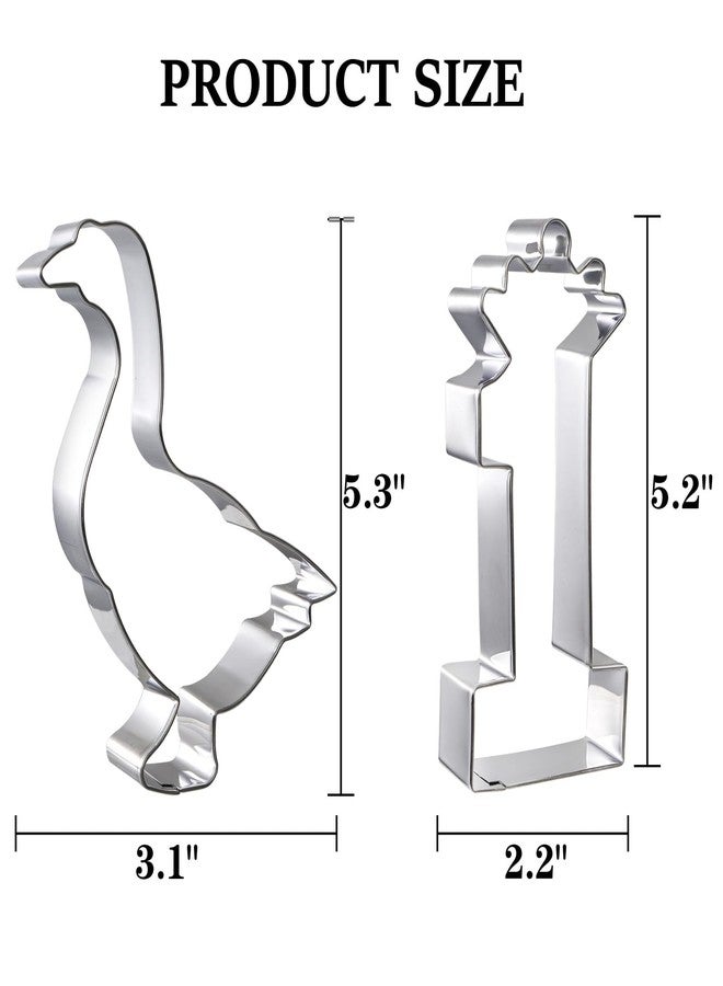 DEAYOU 2 Pcs Goose Cookie Cutter Set 5", Stainless Steel Crown-Shaped Number 1 Cookie Mold for Fruit, Pancake, Fondant, Cake, Bread, Biscuit, Sandwich, Party Decor, First Birthday Baking Supplies - Image 2