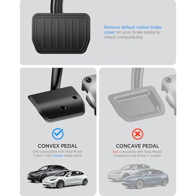 Stuttgart Type B (Convex Pedal) designed for Tesla Model 3 & Y Non-Slip Performance Stainless Steel Foot Pedal with EZ Slide [*NOT* Compatible with Model 3 2025/2024 Refresh] - Image 2