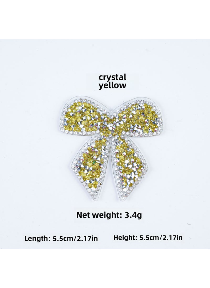 Generic Rhinestone Iron-on Transfer Butterfly Bow Pattern Crystal yellow 