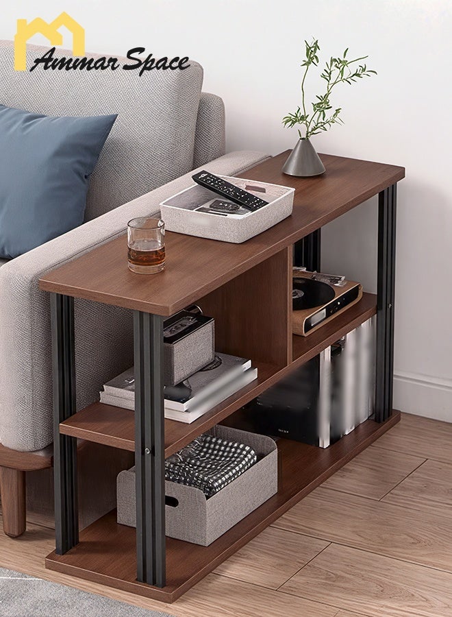Ammar Space Side Table with 3-Tier Storage Shelf Narrow End Table for Small Spaces Modern Central Table for Living Room Bedroom Easy Assembly 60*30*60  - Image 1