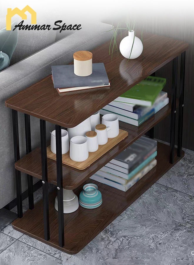 Ammar Space Side Table with 3-Tier Storage Shelf Narrow End Table for Small Spaces Modern Central Table for Living Room Bedroom Easy Assembly 60*30*60  - Image 2