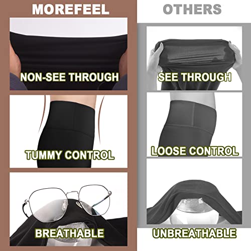 MOREFEEL 3 Pack Buttery Soft Biker Shorts for Women – 8" High Waist Tummy Control Workout Yoga Running Gym Athletic Shorts - Image 5