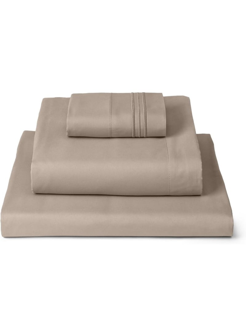 Mellanni Twin Sheets Set - 3 PC Iconic Collection Bedding - Hotel Luxury, Extra Soft, Cooling Bed Sheets - Wrinkle, Fade, Stain Resistant (Twin, Tan) - Image 1