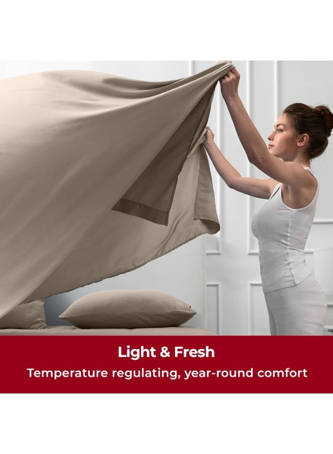 Mellanni Twin Sheets Set - 3 PC Iconic Collection Bedding - Hotel Luxury, Extra Soft, Cooling Bed Sheets - Wrinkle, Fade, Stain Resistant (Twin, Tan) - Image 3