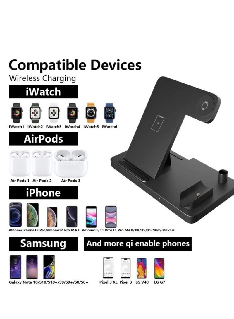 4 in 1 Wireless Charging Station with Adapter for AirPods/Apple Watch Series/Apple Pencil/Apple iPhone/Samsung - Image 3