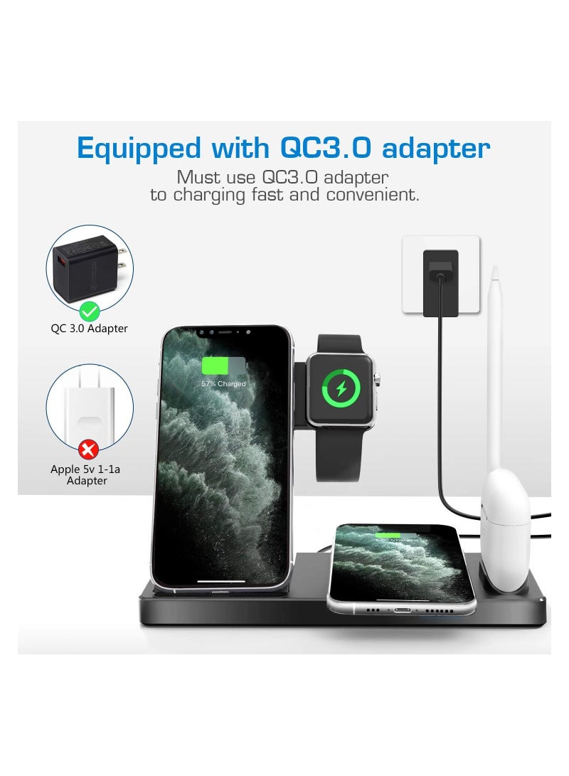 4 in 1 Wireless Charging Station with Adapter for AirPods/Apple Watch Series/Apple Pencil/Apple iPhone/Samsung - Image 5
