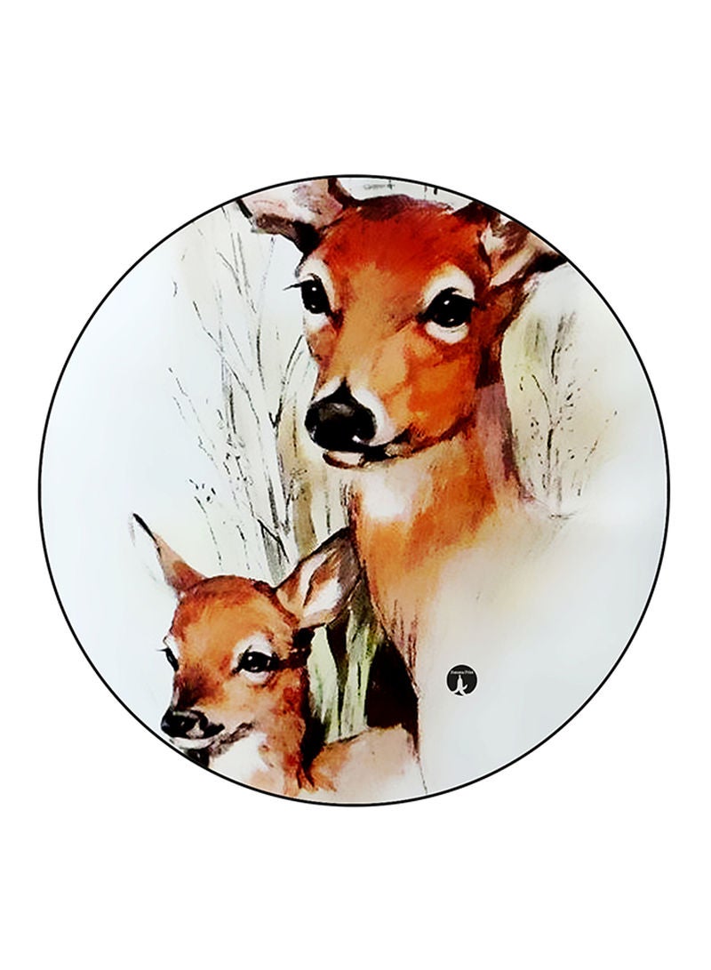 RKN Deers Printed Mouse Pad  Round  Multicolour