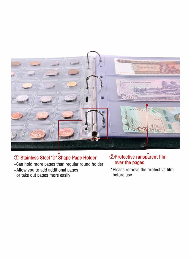 Coin Collecting Holder Album for Paper Money Currency - Leather Pockets Storage Book with Large Capacity for Collectors - Coin Bill Commemorative Supplies - Image 5