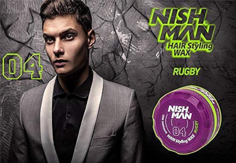 NISHMAN Nish Man Hair Styling Gel, Hair Wax for Men, 150 ml | Edge Control | Ultra High Strong Hold | Hair Clay Aqua Wax | Wax Stick Hair | Men's Hair Gel (04 Rugby) - Image 3