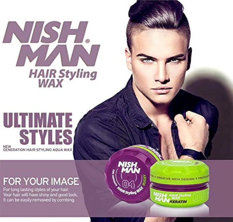 NISHMAN Nish Man Hair Styling Gel, Hair Wax for Men, 150 ml | Edge Control | Ultra High Strong Hold | Hair Clay Aqua Wax | Wax Stick Hair | Men's Hair Gel (04 Rugby) - Image 5