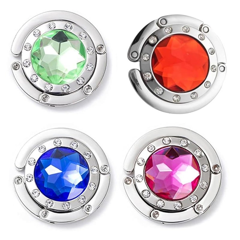 Hooks – Crystal Style (Rose Red, Green, Blue-Purple, Red), 4 Colors, Adhesive, for Home Decor