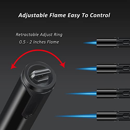 PROMISE Torch Lighters, Butane Lighters Refillable Single Jet Flame for Candle Grill BBQ Camping (Black&Black) - Image 4