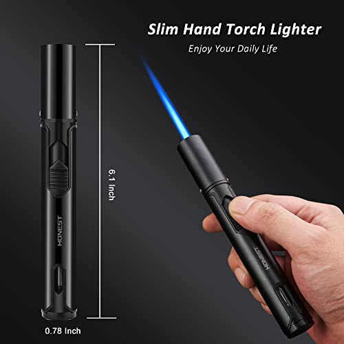 PROMISE Torch Lighters, Butane Lighters Refillable Single Jet Flame for Candle Grill BBQ Camping (Black&Black) - Image 2