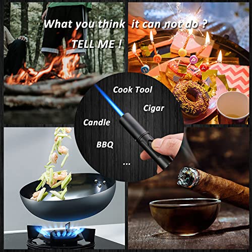 PROMISE Torch Lighters, Butane Lighters Refillable Single Jet Flame for Candle Grill BBQ Camping (Black&Black) - Image 5