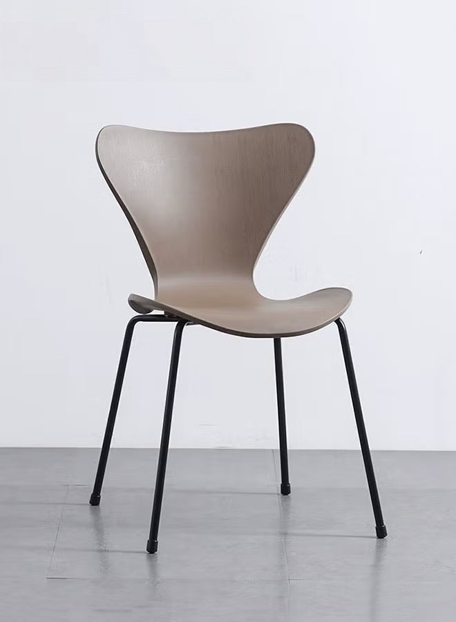 Dining Chair, Armless Chair with Steel Legs, Modern Kitchen Dinner Chairs, Lounge Plastic Chair for Kitchen Dining Bedroom Living Room Side Chairs Brown