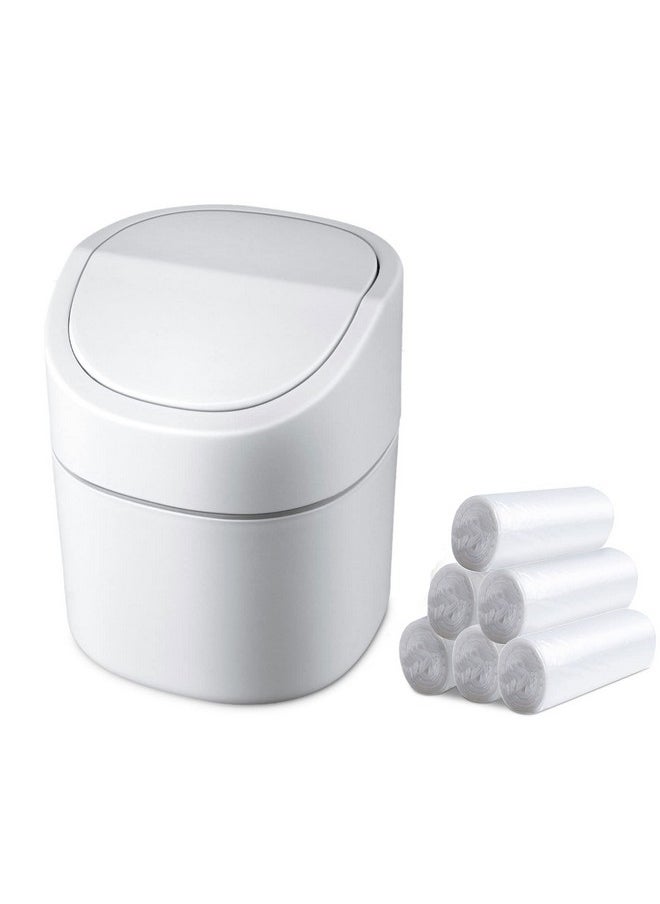 Business King Mini Desk Trash Can with Lid with Trash Bags 180 Pcs Swing-Lid Tiny Countertop Garbage Bin Small Table Top Plastic Covered Waste Basket  - Image 1