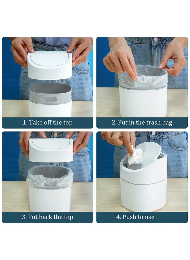 Business King Mini Desk Trash Can with Lid with Trash Bags 180 Pcs Swing-Lid Tiny Countertop Garbage Bin Small Table Top Plastic Covered Waste Basket  - Image 4