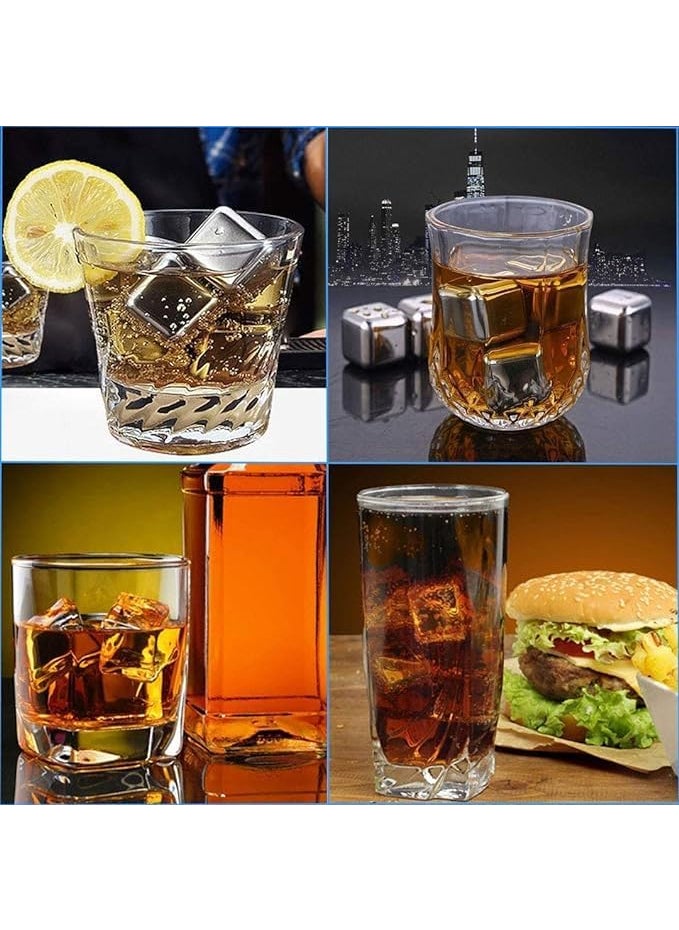 KISUASHI - KISUASHI Stainless Steel Ice Cubes 8 Pack Reusable High Cooling Technology Ice Cubes Chilling Rocks Whiskey Ice Cubes Set with Tongs and Trays Chilling Whiskey Rocks for Drinks Juice Soda - Image 1