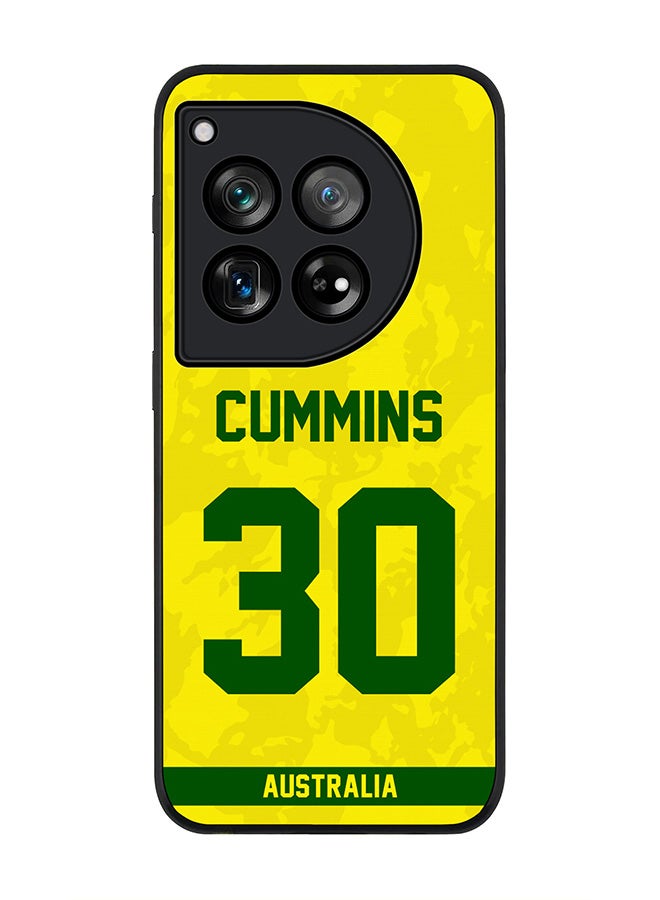 Stylizedd حافظة حواف سوداء متينة لهاتف OnePlus 12R / OnePlus Ace 3 5G، غطاء رفيع مرن مضاد للسقوط - فريق أستراليا بات كمنز، رقم القميص 30 - Image 1