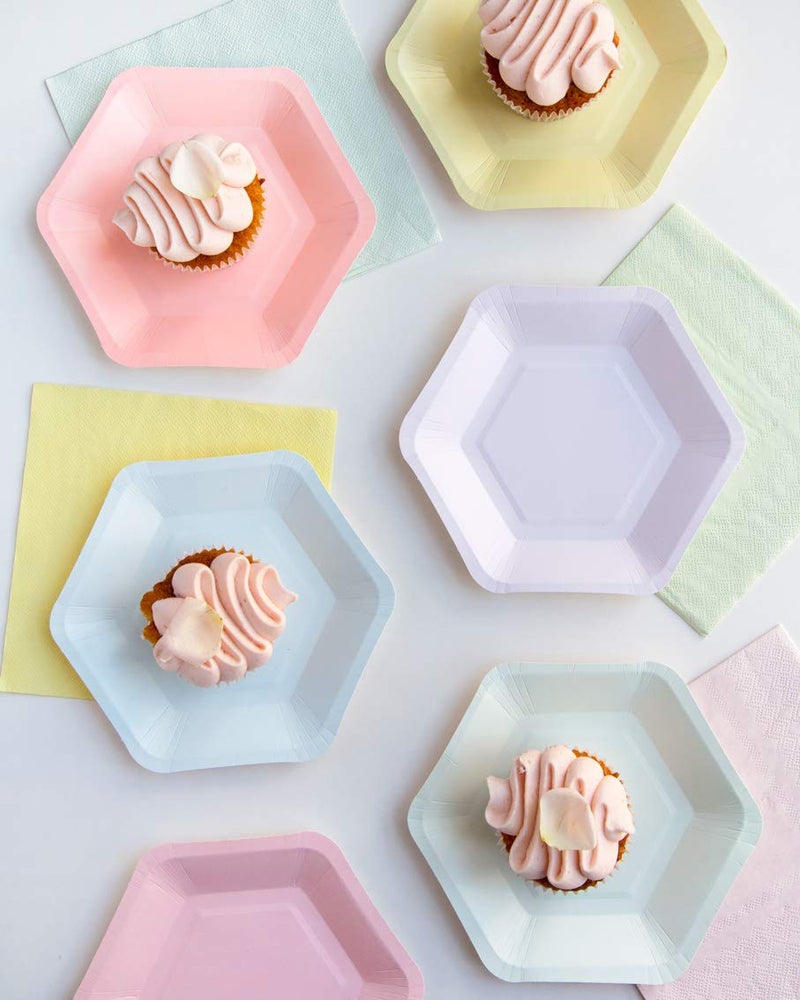 Talking Tables We Heart Pastel Small Hexagonal Matte Disposable Plates, 12 count, for a Birthday Party or Celebration, Multicolor - Image 5