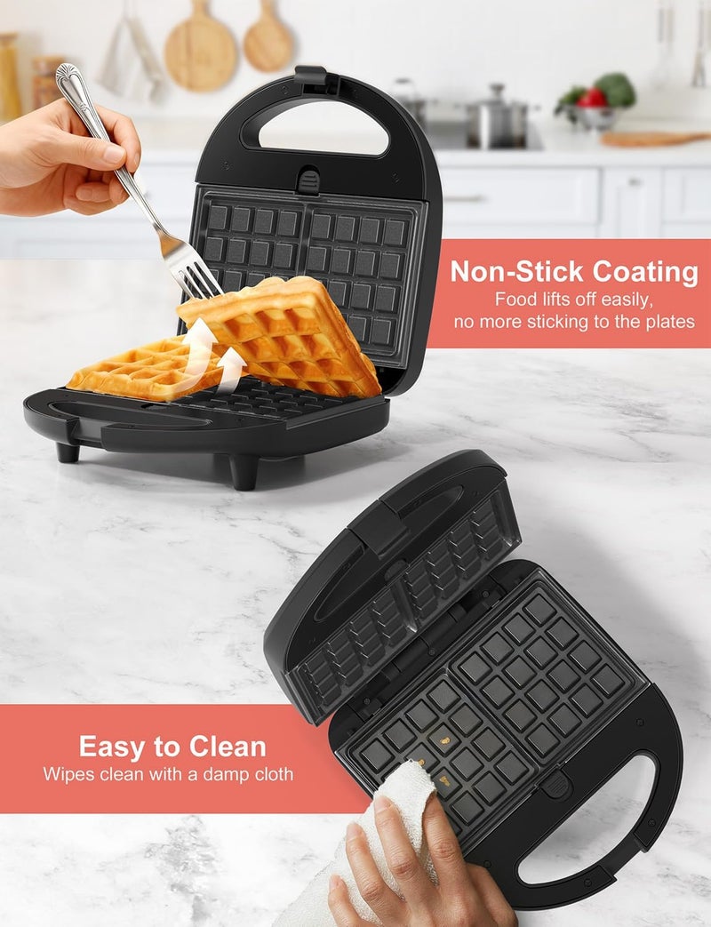 Crownful 3 in 1 Sandwich Maker, Waffle Maker & Grill, 750W Electric Panini Press with Removable Non-Stick Plates, Compact Breakfast Machine for Sandwiches, Waffles, Burgers & Steak - Image 4