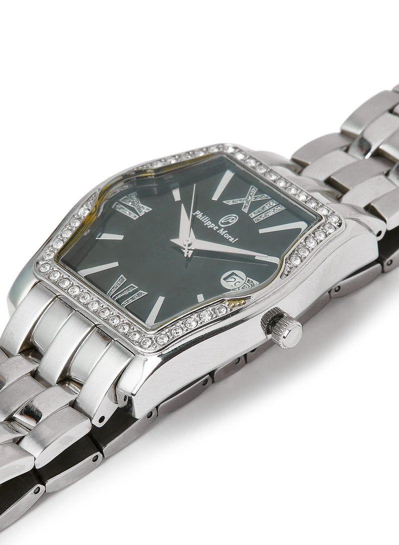 Philippe Moraly of Switzerland ساعة يد معدنية تناظرية MS0711WB - 35.3 مم - فضي - Image 2