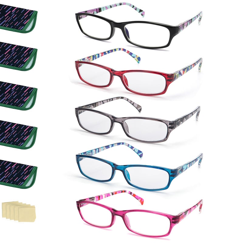 LANLANG 5Pack Reading Glasses for Women Blue Light Blocking Eyeglasses with Spring Hinge 5 fashion colors Anti Eyestrain 250 - Image 2