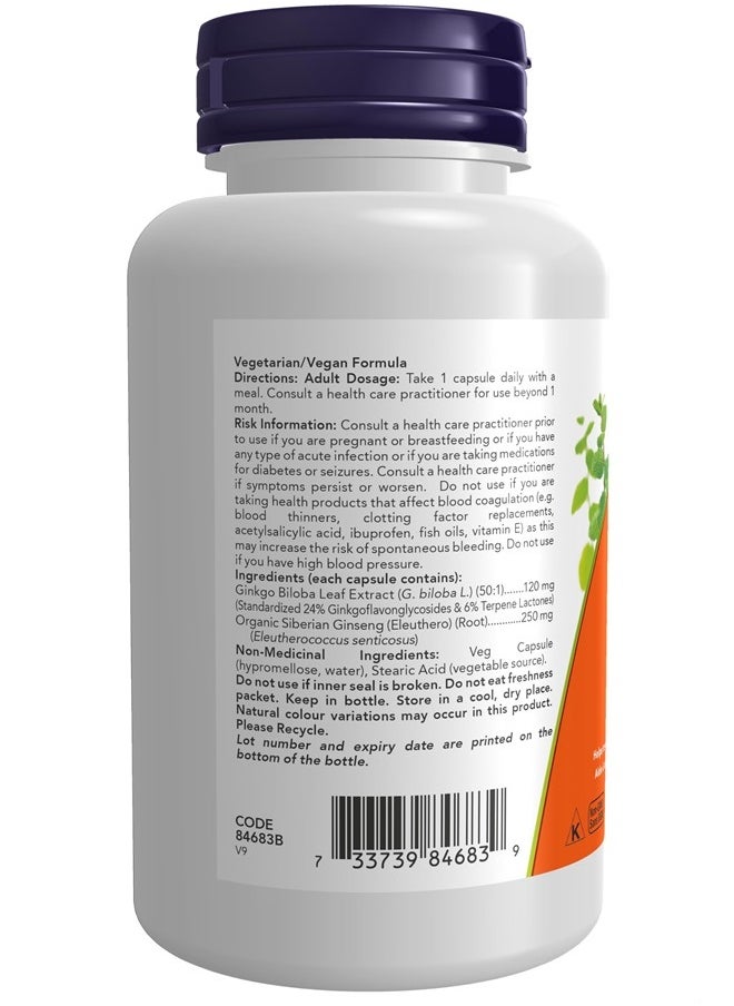 now - Ginkgo Biloba 120 mg, 100 Veg Capsules - Image 1
