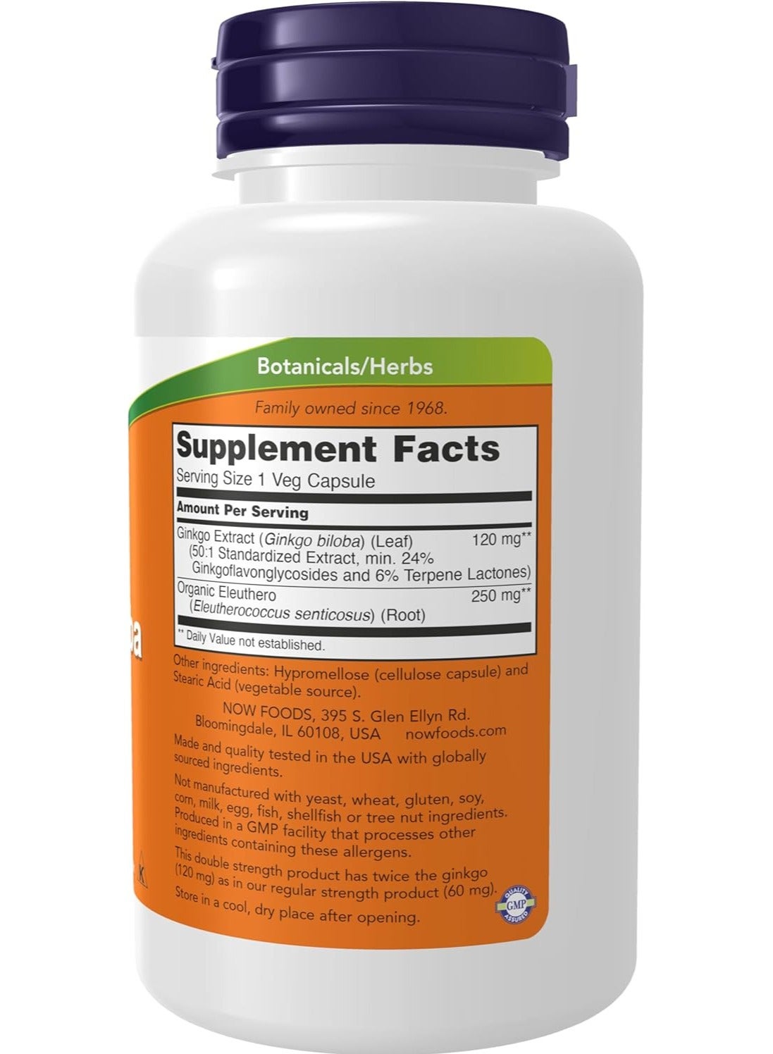 Now Ginkgo Biloba Capsules 120Mg 100'S