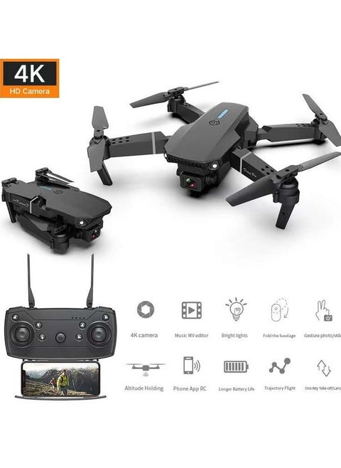 LS-E525 WiFi FPV 4K Camera Drone Headless Mode Dual Camera Drone 3 Batterires Black Suitable for Beginners and Kids