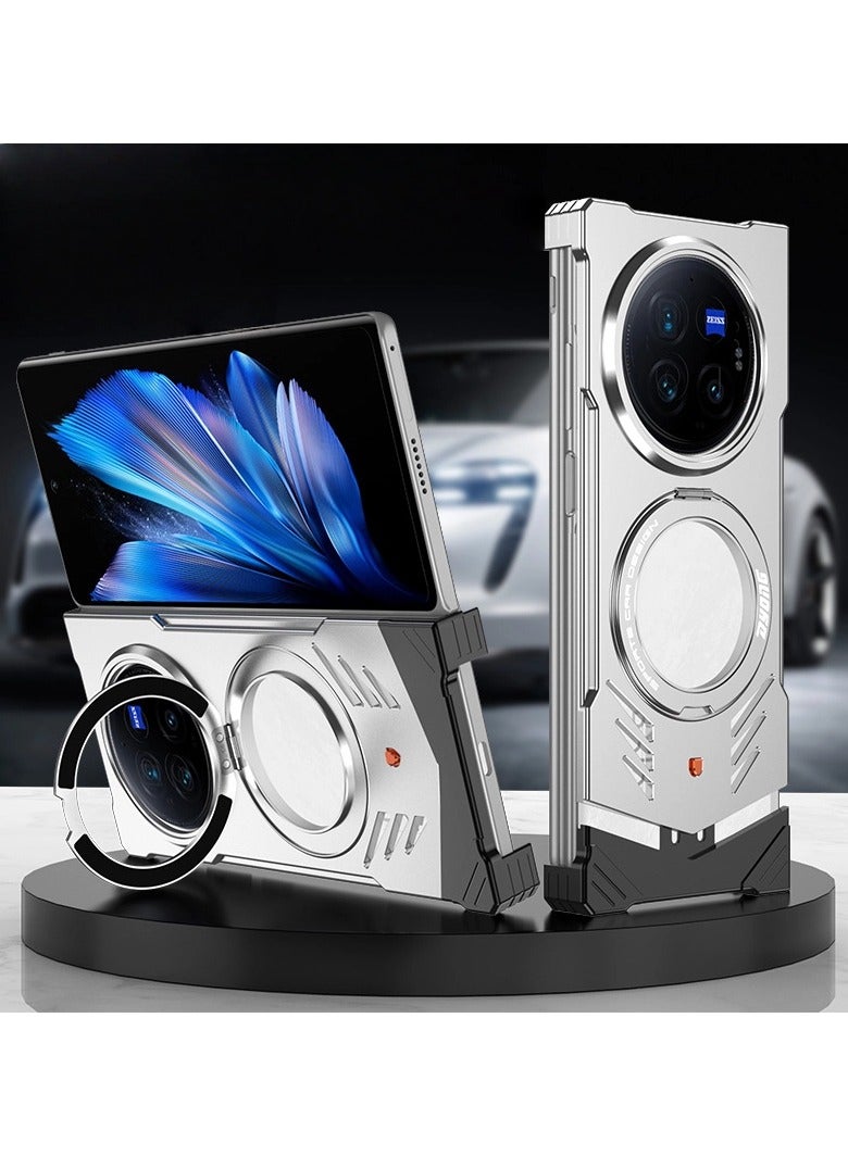 general Magnetic Aluminium Case Compatible with VIVO X FOLD 3 5G, Cool Design Deluxe Metal Shockproof Case Compatible with Magsafe Holder 360° Rotatable Holder