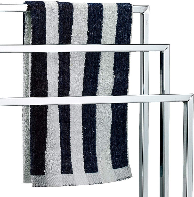 Indian Decor 31466 Freestanding Towel Rack 3 Tier Metal Towel Bar Stand SilverTone Chrome Plated  - Image 2