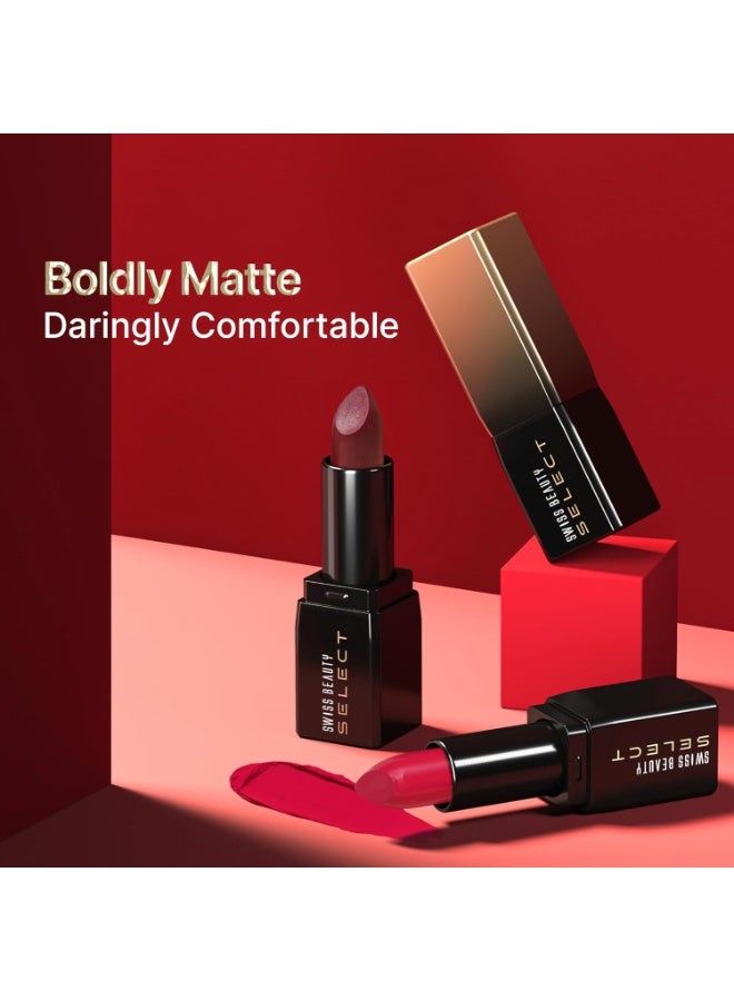 Swiss Beauty Select Dare To Matte Creamy Lipstick | with Velvety matte finish | Long Lasting Stay | with Vitamin E | Shade- Red Lounge, 3.8g | - Image 2