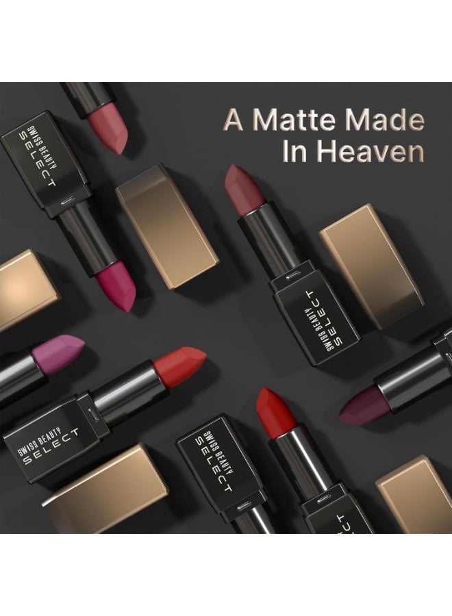 Swiss Beauty Select Dare To Matte Creamy Lipstick | with Velvety matte finish | Long Lasting Stay | with Vitamin E | Shade- Red Lounge, 3.8g | - Image 5