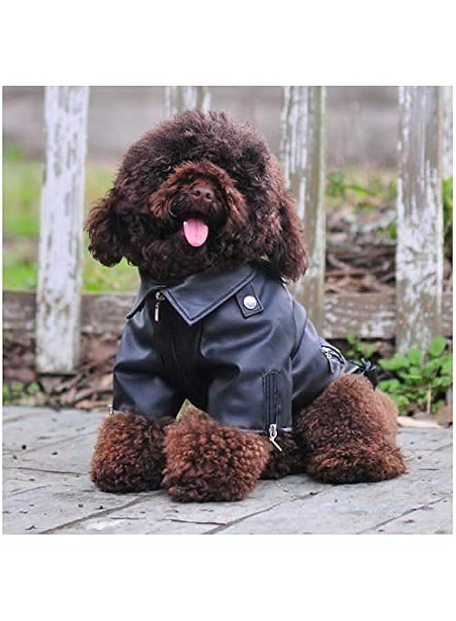 Generic Dog Leather Jacket Pet Cool Motorcycle Clothing Dog Winter Leather Jacket for Small, Medium and Large Dogs and Cats (S, Black)  - Image 1