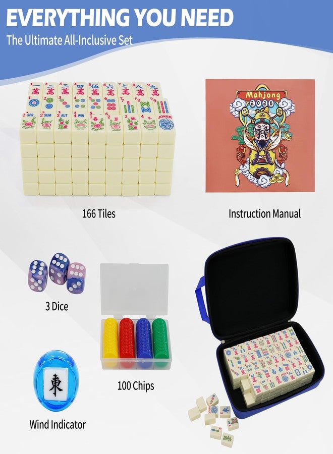 Jolitac American Mahjong Game Set, 166 Premium Tiles, Mahjong Tile Set with Sturdy Carrying Bag, Include Chips & Dice - Portable Travel Complete Mahjong Set for Adults & Beginners - Image 5